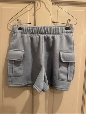 Light Blue Fleece Cargo Shorts